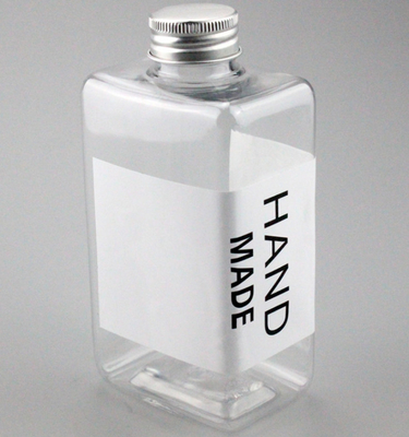 Square Clear Juic Plastic Beverage Bottles With Lids PETG ODM Silk Screen Printing