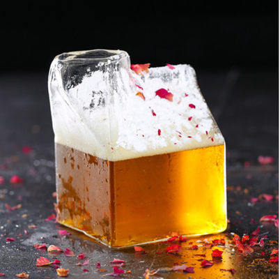 Good price botella especial de la caja de la leche del pote del café 350ml transparente para la botella de vidrio de cóctel de la barra en línea