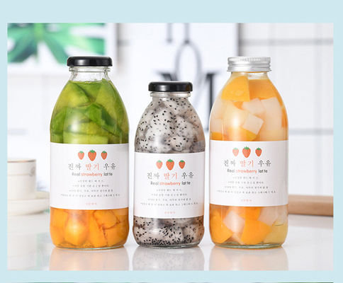 Good price Leche de cristal redonda del batido de leche del yogur de la botella 300ml 350ml 500ml de la bebida con la etiqueta en línea