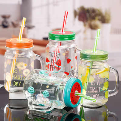 Good price 16Oz botella ancha Crackproof de Mason Jars Pint Straw Glass de la boca de 8 onzas en línea
