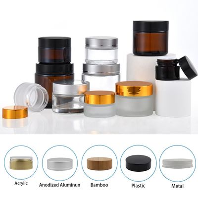 Good price Envases cosméticos 15g del vidrio de Amber Anodized Gold Bamboo Lid en línea