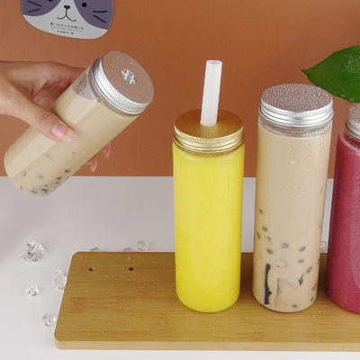 Good price Bebida alrededor del animal doméstico plástico Boba Juice Bottles Transparent 450ml con la tapa de aluminio en línea